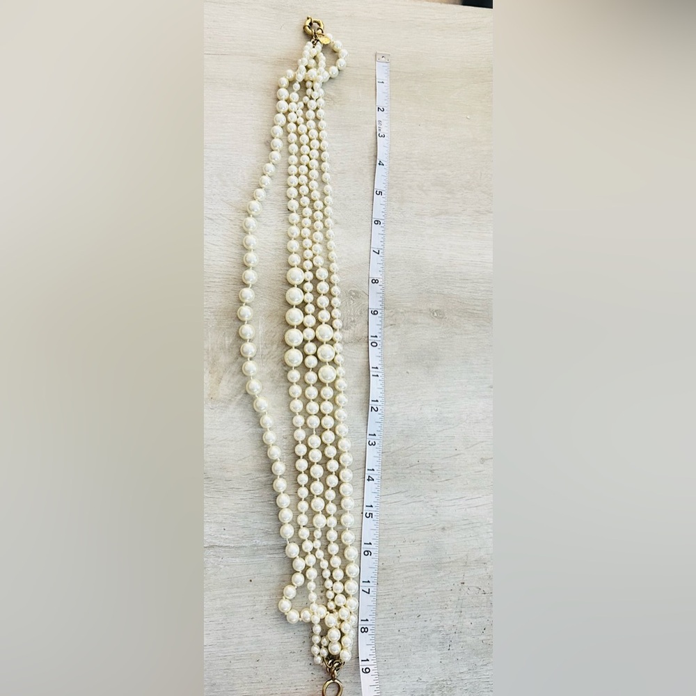 J. Crew Multi-Strand Costume Pearl Necklace with Gold Tone Clasp - Picture 4 of 4